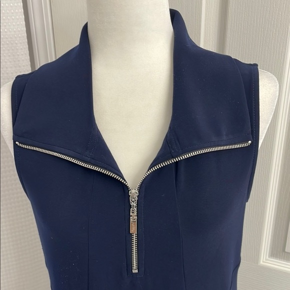 Joseph Ribkoff Navy Blue Sleeveless Tunic / Mini Dress with Zipper & Pockets - Picture 2 of 12